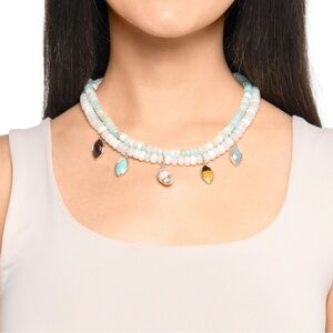 New in box MAYAMAR Double Amazonite Beaded Charm Necklace